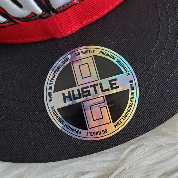 Hustle Red/Black & LIL'OG Cream Snapback Hat Cap SZ (One Size) - Picture 4 of 13